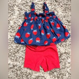 Carter's Blue and Red Strawberry Shorts Set
